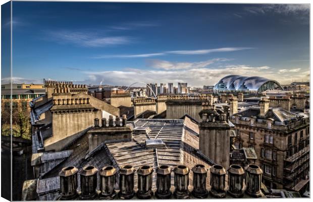 Chimneys and Roof Tops across Newcastle Upon Tyne Canvas Print by Tom Hibberd
