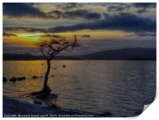 Millarochy Bay, Loch Lomond at sunset Print by yvonne & paul carroll