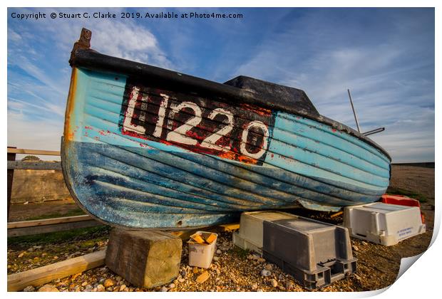 Fishing boat at Selsey Print by Stuart C Clarke