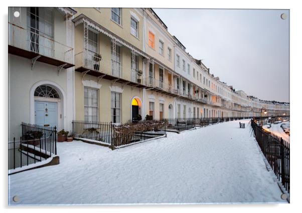 Snowy Royal York Crescent, Bristol Acrylic by Phil Spalding