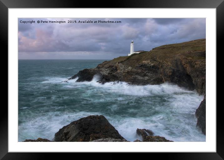 Trevose lighthouse in Cornwall Framed Mounted Print by Pete Hemington