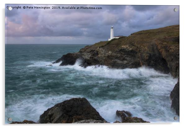 Trevose lighthouse in Cornwall Acrylic by Pete Hemington