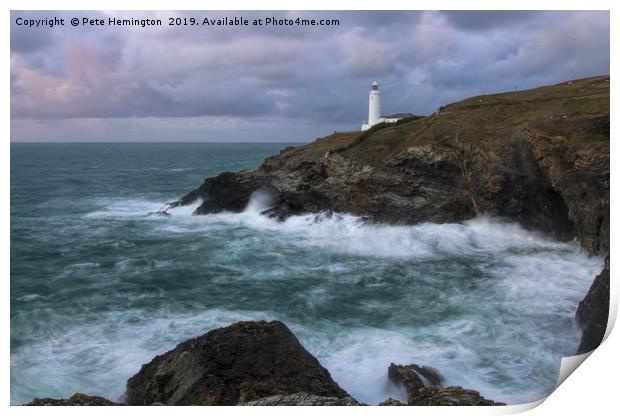 Trevose lighthouse in Cornwall Print by Pete Hemington