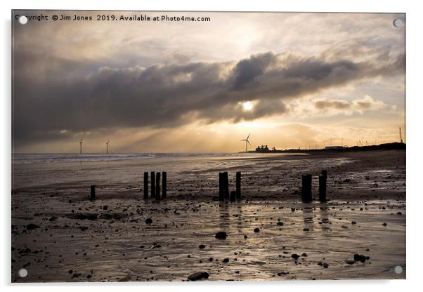 January on a Northumbrian beach Acrylic by Jim Jones