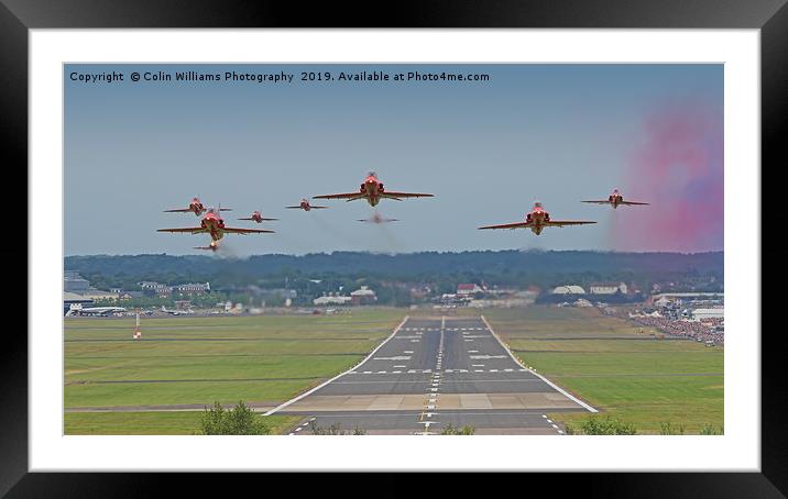 The Red Arrows Take Off - Farnborough Airshow 2014 Framed Mounted Print by Colin Williams Photography