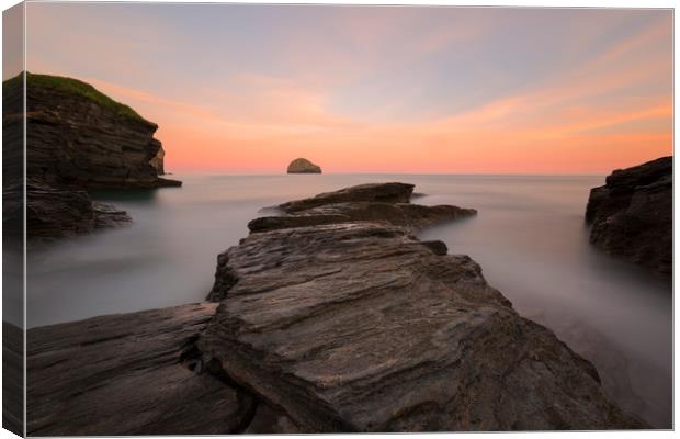 Sunrise Trebarwith Strand Canvas Print by CHRIS BARNARD