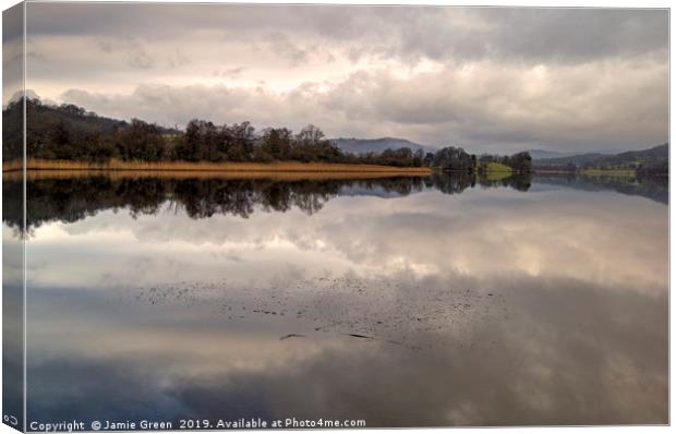 Esthwaite Water in January Canvas Print by Jamie Green