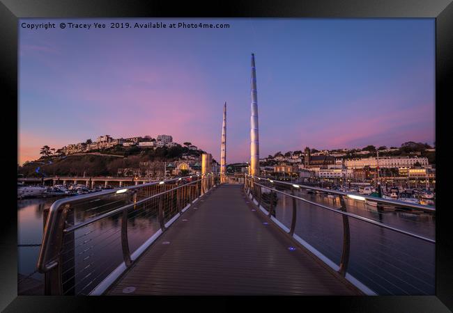 Torquay Harbour Sunset  Framed Print by Tracey Yeo