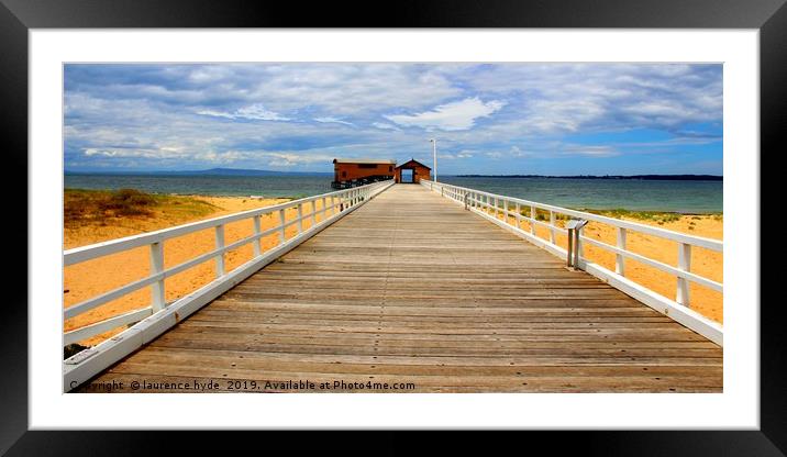Lifeboat house at the end of the pier Framed Mounted Print by laurence hyde