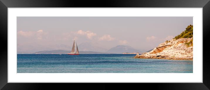 Drifting by Emblisi beach in Fiskardo Framed Mounted Print by Naylor's Photography