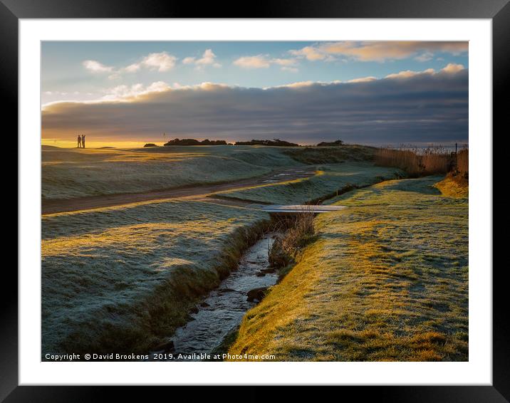 Frosty 1st Green at Shiskine Framed Mounted Print by David Brookens