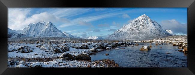 Glencoe Winter Panorama Framed Print by Derek Beattie