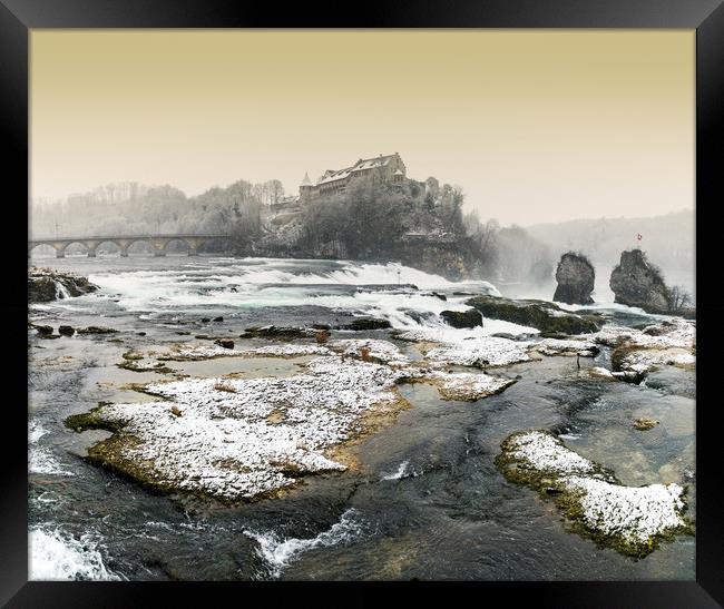 Rhine Falls in winter Framed Print by DiFigiano Photography