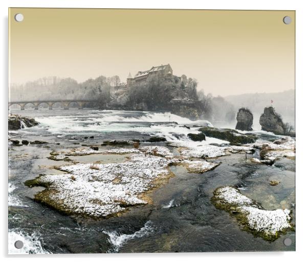 Rhine Falls in winter Acrylic by DiFigiano Photography
