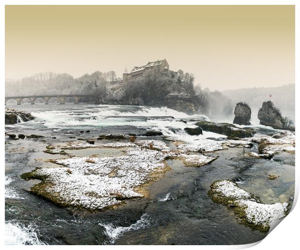 Rhine Falls in winter Print by DiFigiano Photography
