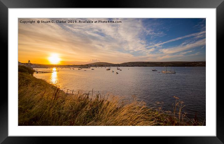 Swanage sunset Framed Mounted Print by Stuart C Clarke