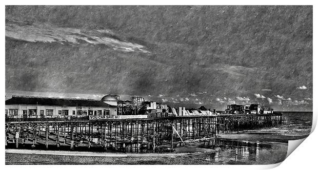 Hastings Pier After The Fire, Vintage Style Print by Dawn O'Connor