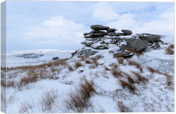 Winter scene on Stowes Hill, Bodmin Moor Cornwall Canvas Print by CHRIS BARNARD