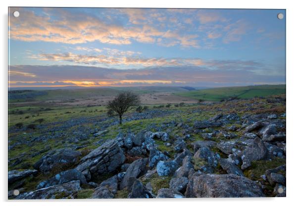 Sunset over Bodmin Moor Acrylic by CHRIS BARNARD