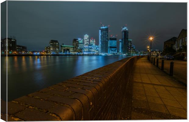 Isle of Dogs London at night Canvas Print by Mark Hawkes