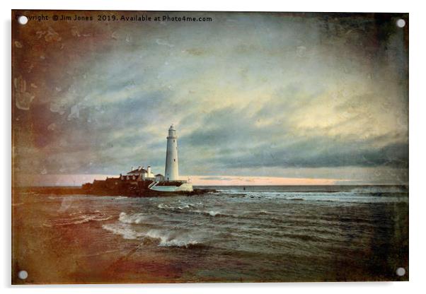 Artistic St Mary's Island and Lighthouse Acrylic by Jim Jones