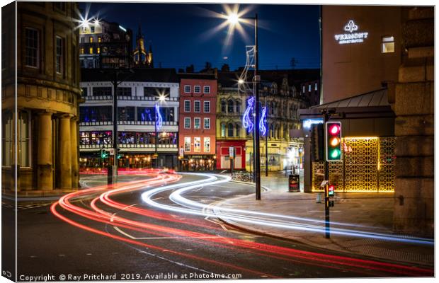 Newcastle Quayside Light Trails Canvas Print by Ray Pritchard
