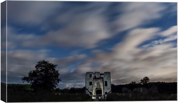 Moonlit clouds over Baconsthorpe castle Canvas Print by Gary Pearson