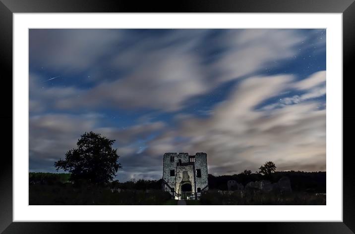 Moonlit clouds over Baconsthorpe castle Framed Mounted Print by Gary Pearson