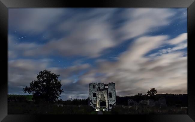 Moonlit clouds over Baconsthorpe castle Framed Print by Gary Pearson