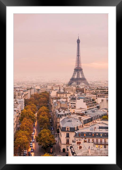 Autumnal Paris and the Eiffel Tower. Framed Mounted Print by Maggie McCall
