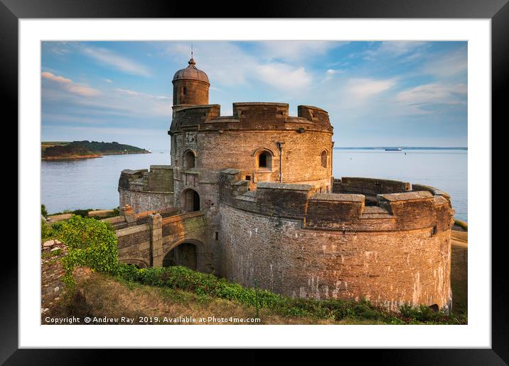 Evening light on St Mawes Castle Framed Mounted Print by Andrew Ray