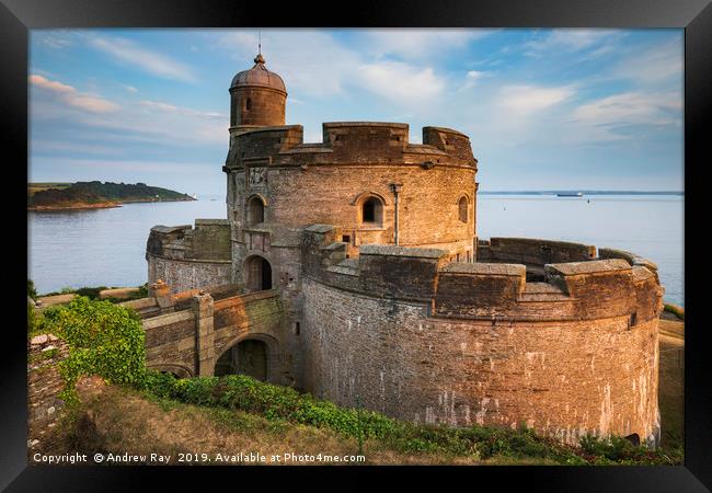 Evening light on St Mawes Castle Framed Print by Andrew Ray