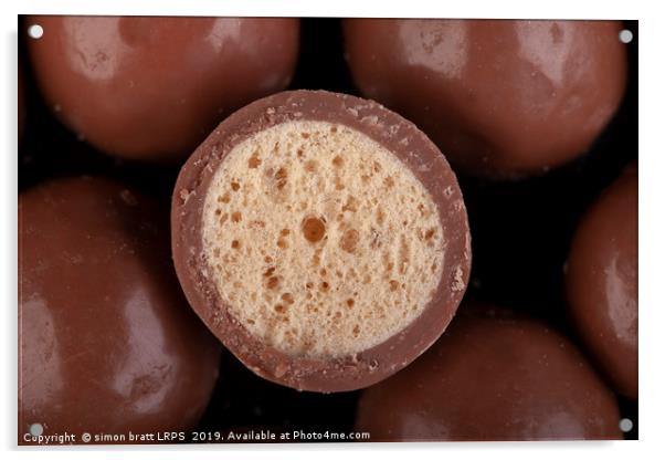 Chocolate honeycomb sweet close up Acrylic by Simon Bratt LRPS