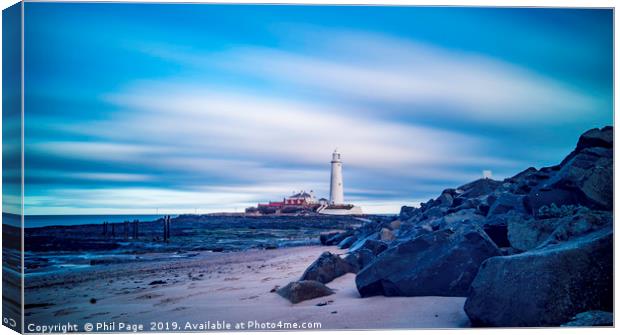 St Mary's Lighthouse at Whitley Bay Canvas Print by Phil Page