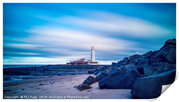 St Mary's Lighthouse at Whitley Bay Print by Phil Page