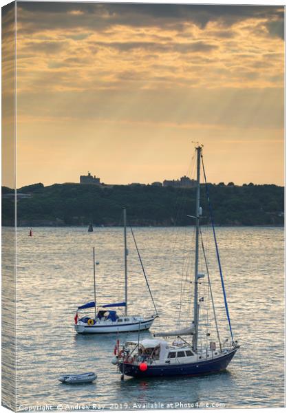 Shafts of light (Carrick Roads) Canvas Print by Andrew Ray