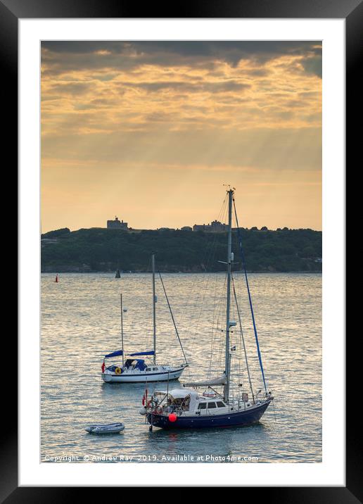 Shafts of light (Carrick Roads) Framed Mounted Print by Andrew Ray