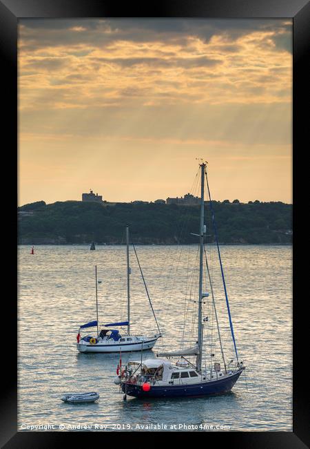 Shafts of light (Carrick Roads) Framed Print by Andrew Ray