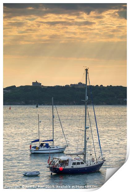 Shafts of light (Carrick Roads) Print by Andrew Ray