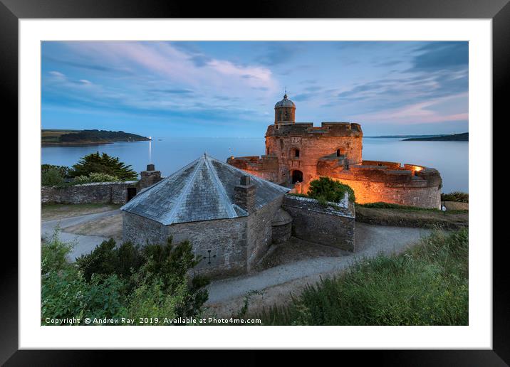 Twilight view (St Mawes Castle) Framed Mounted Print by Andrew Ray