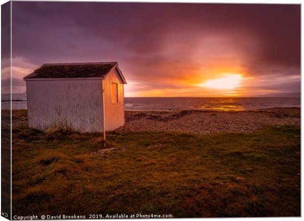 The Beach Hut at Dougarie Canvas Print by David Brookens
