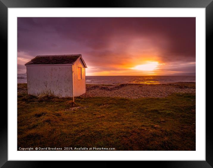 The Beach Hut at Dougarie Framed Mounted Print by David Brookens