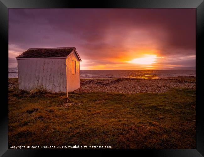 The Beach Hut at Dougarie Framed Print by David Brookens