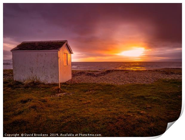 The Beach Hut at Dougarie Print by David Brookens
