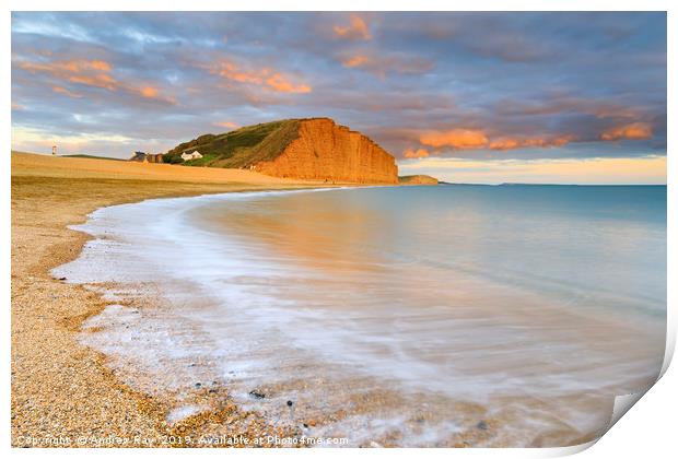 East cliff at sunset (West Bay) Print by Andrew Ray