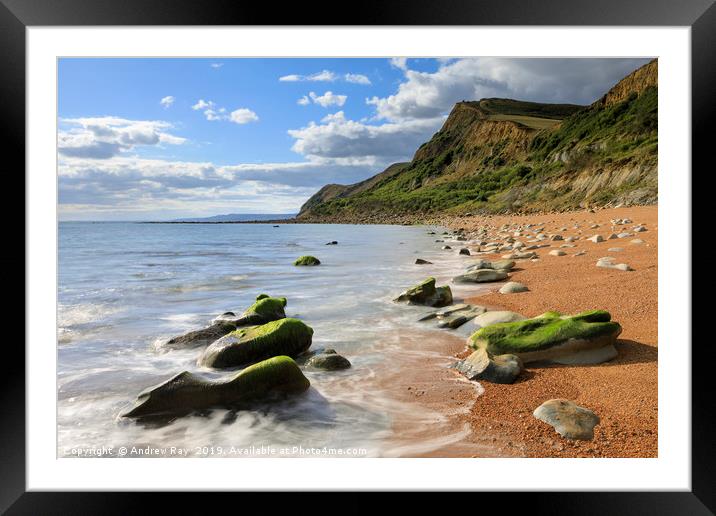 Eype Mouth Beach Framed Mounted Print by Andrew Ray