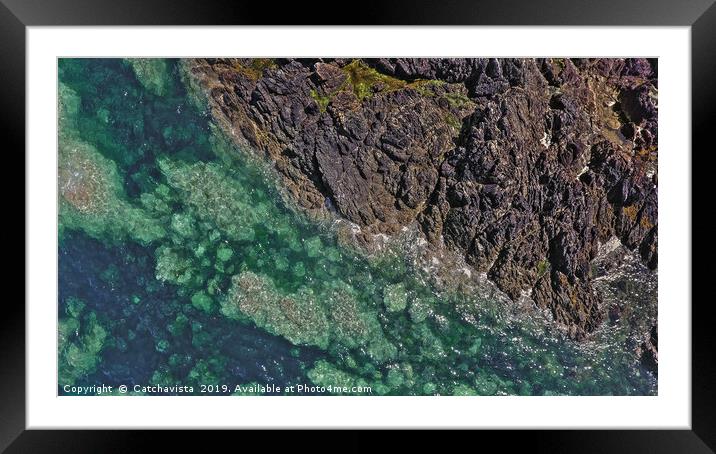 Rocks and Sea Aerial View Framed Mounted Print by Catchavista 