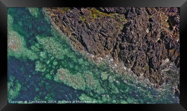 Rocks and Sea Aerial View Framed Print by Catchavista 