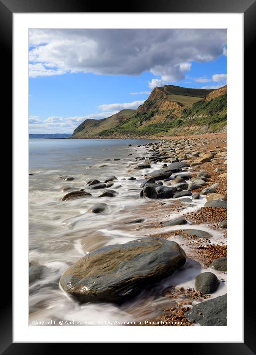 Rocky shore (Eype Mouth Beach Framed Mounted Print by Andrew Ray