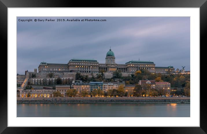 Buda Castle, overlooking the Danube, in Budapest Framed Mounted Print by Gary Parker